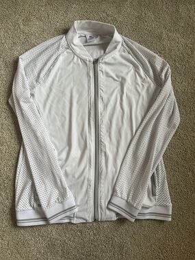 Daily Practice | Women’s White Perforated Jacket - Lightweight Zip Front